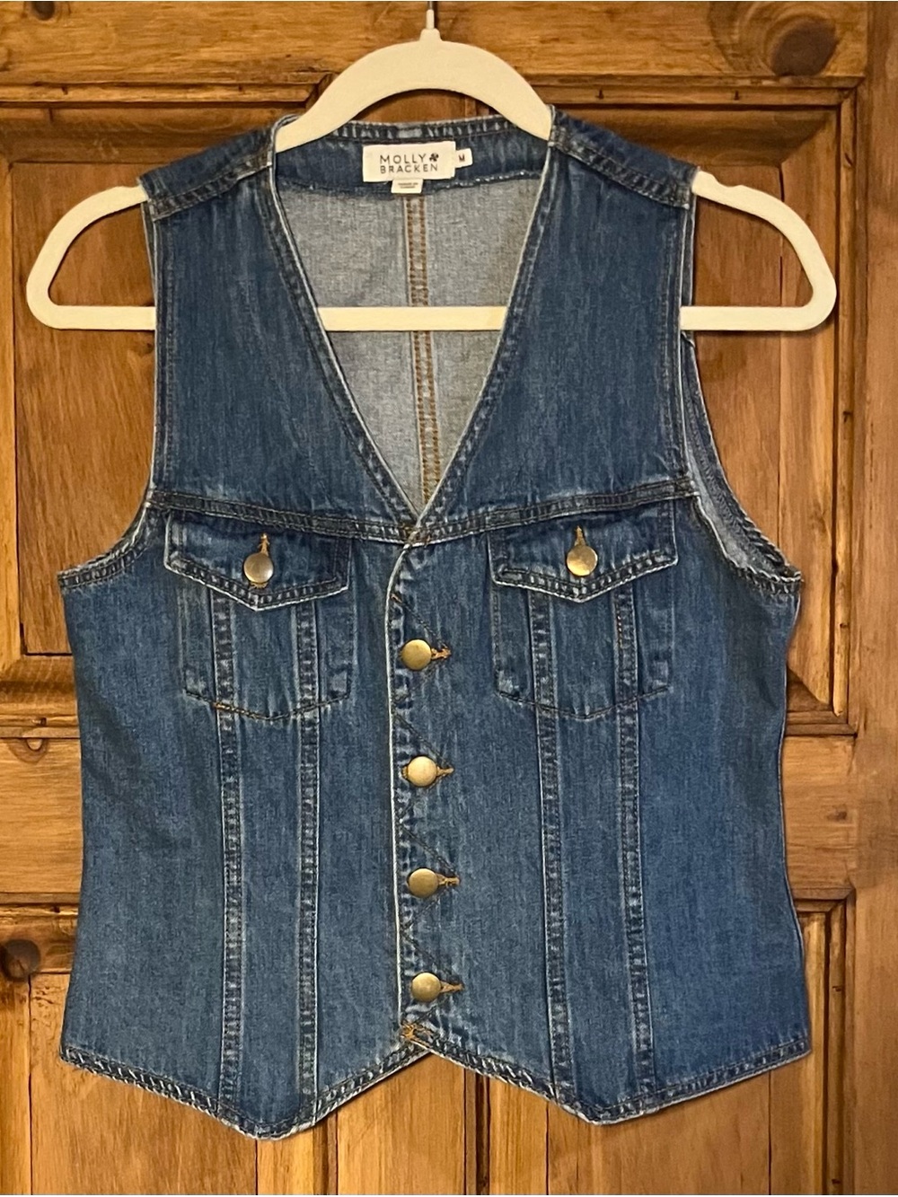 Molly Bracken Dark Blue Denim Vest Size M